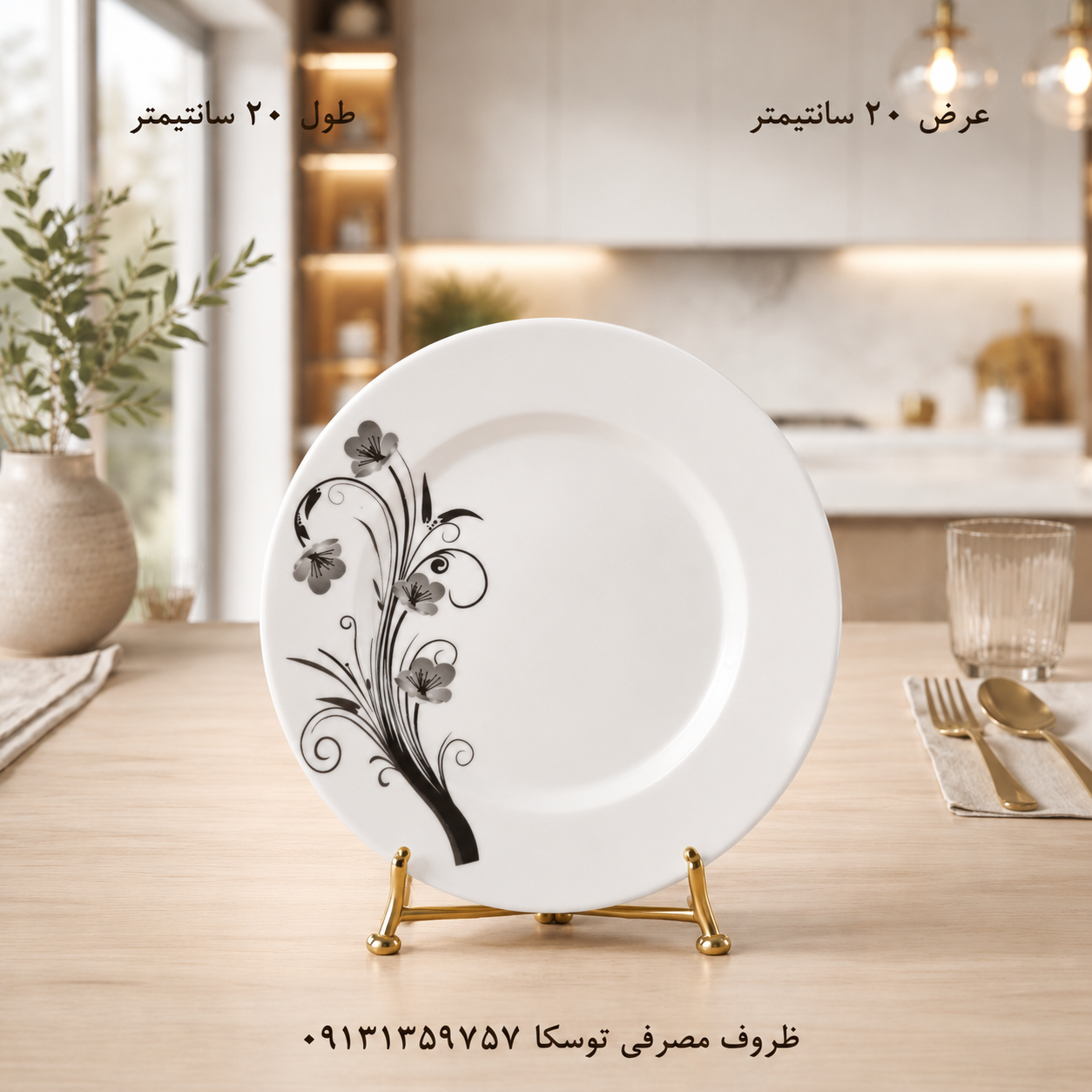 بشقاب میوه خوری پیشدستی ملامین کد 413 گل ایتانا مشکی 6 عددی