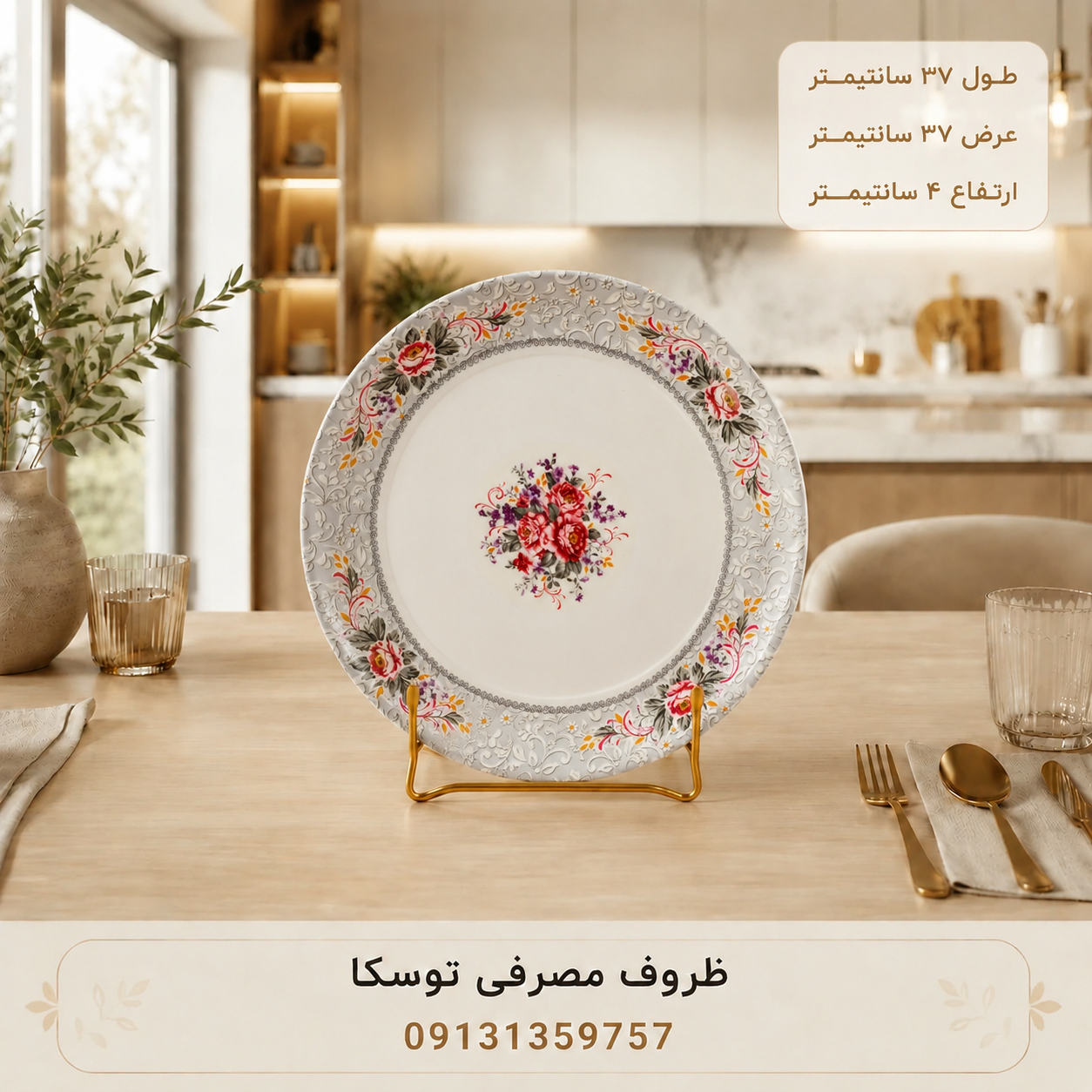 سینی دیس گرد ملامین کد 06 گل بیتا 1 عددی