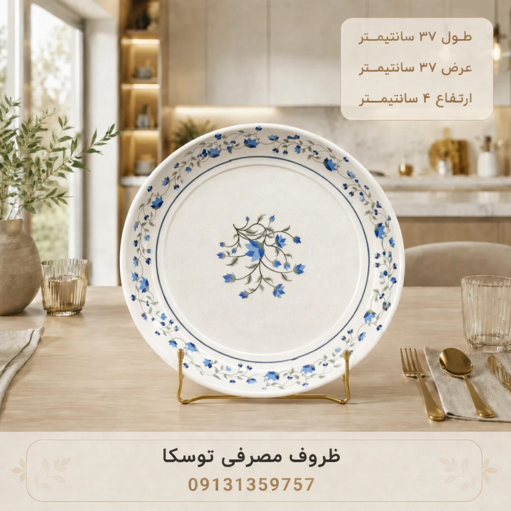 سینی دیس گرد ملامین کد 06 گل ابی ارکوپال  1 عددی