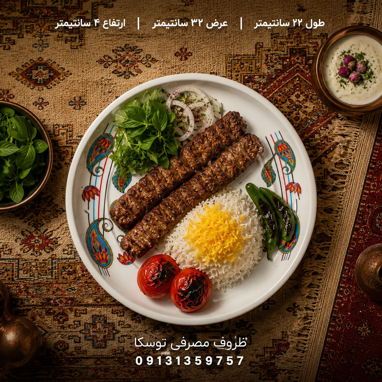 سینی دیس گرد ملامین کد 05 گل ترمه 1 عددی