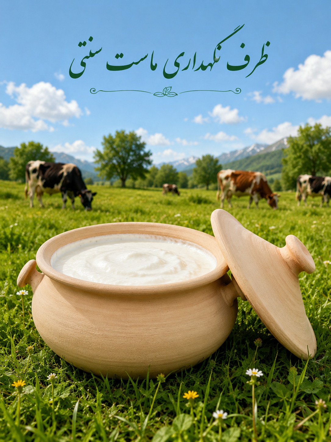 گَمَج ماستی دیزی ماستی گیلانی سفالی خام سایز متوسط 2 کیلویی دسته گرد