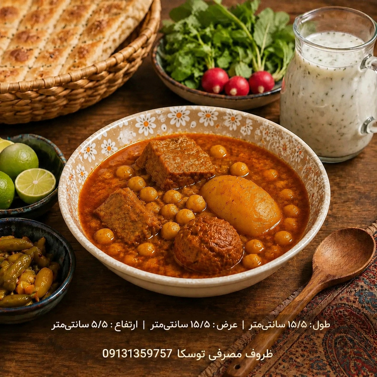 کاسه ابگوشت متوسط ملامین کد 600 گل بابونه هانا 6 عددی