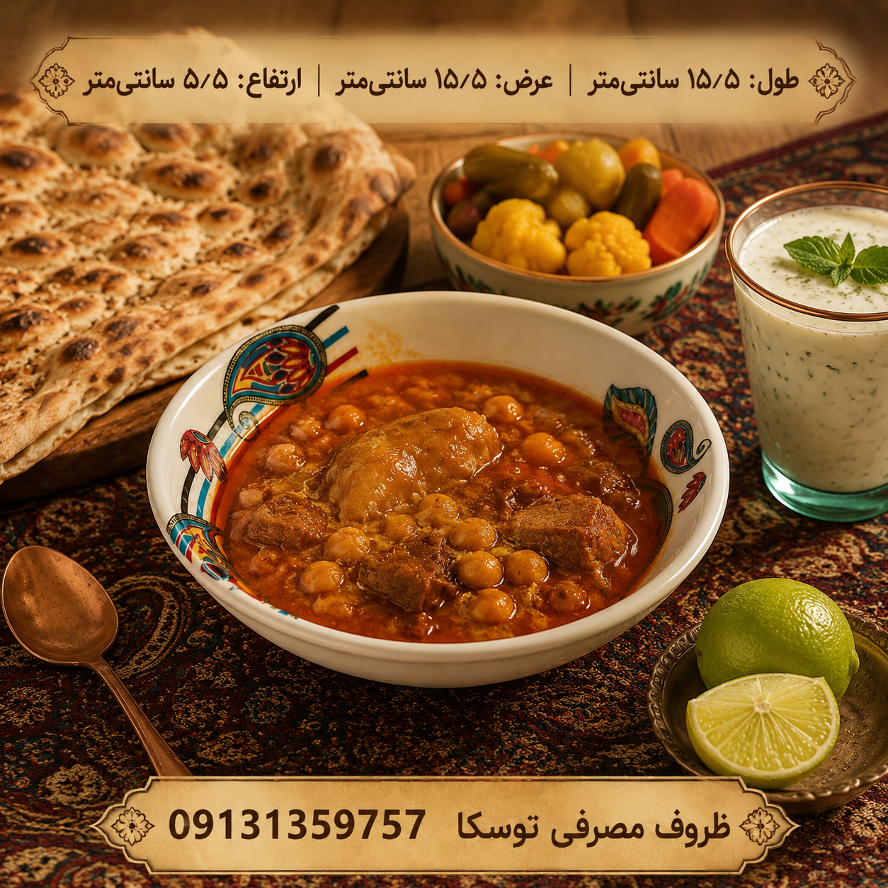 کاسه ابگوشت متوسط ملامین کد 600 گل ترمه 6 عددی