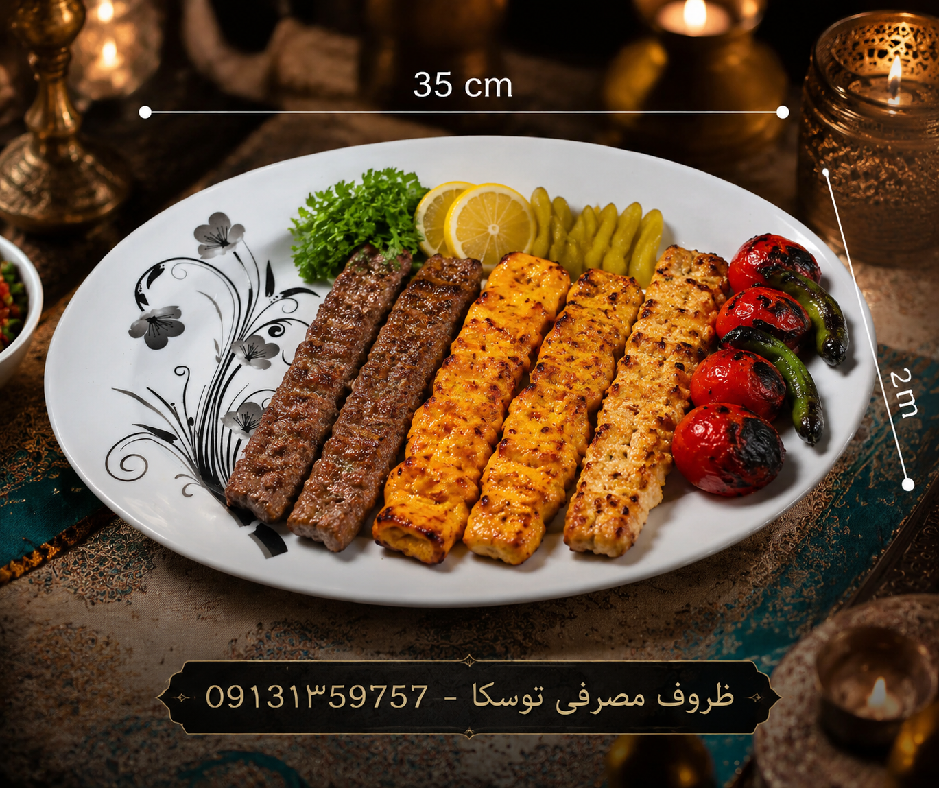 دیس بیضی متوسط ملامین کد 431 گل ایتانا مشکی 1 عددی