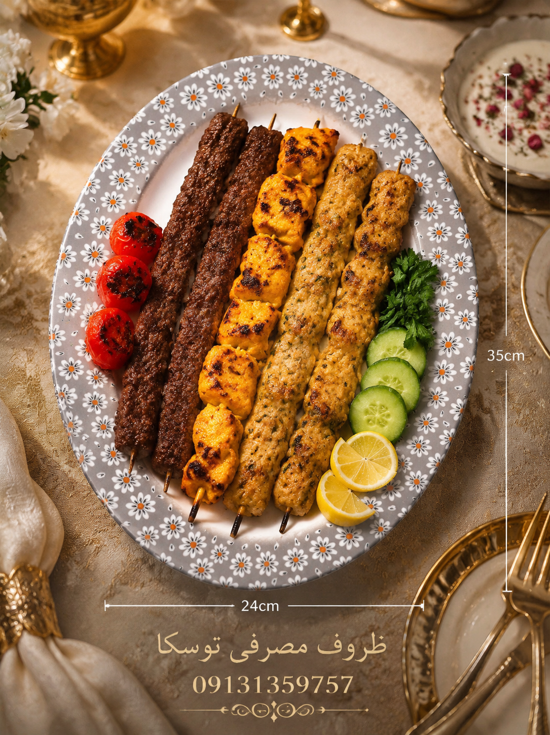 دیس بیضی متوسط ملامین کد 431 گل بابونه هانا 1 عددی