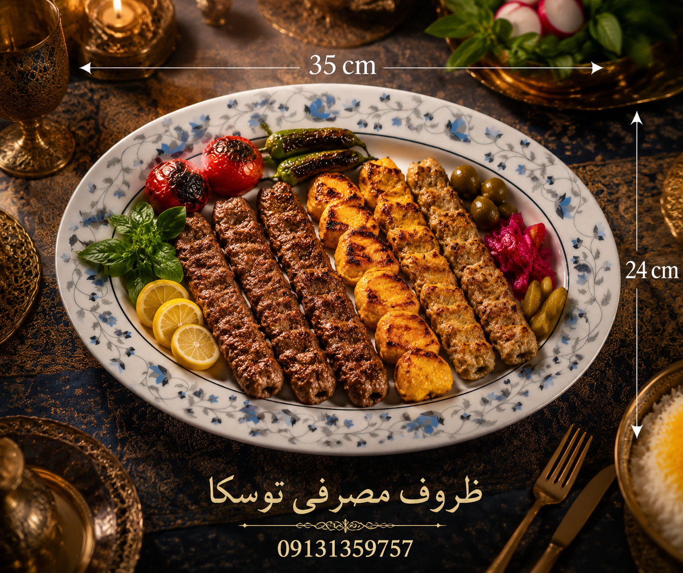 دیس بیضی متوسط ملامین کد 431 گل ابی ارکوپال 1 عددی