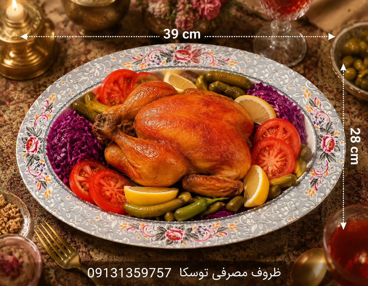 دیس بیضی بزرگ ملامین کد 436 گل بیتا 1 عددی