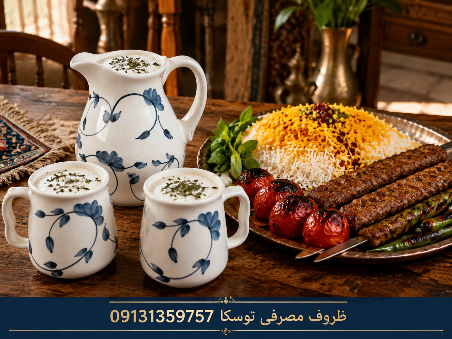 ست پارچ و لیوان 4 نفره سرامیکی طرح مشکی گل پنبه ای