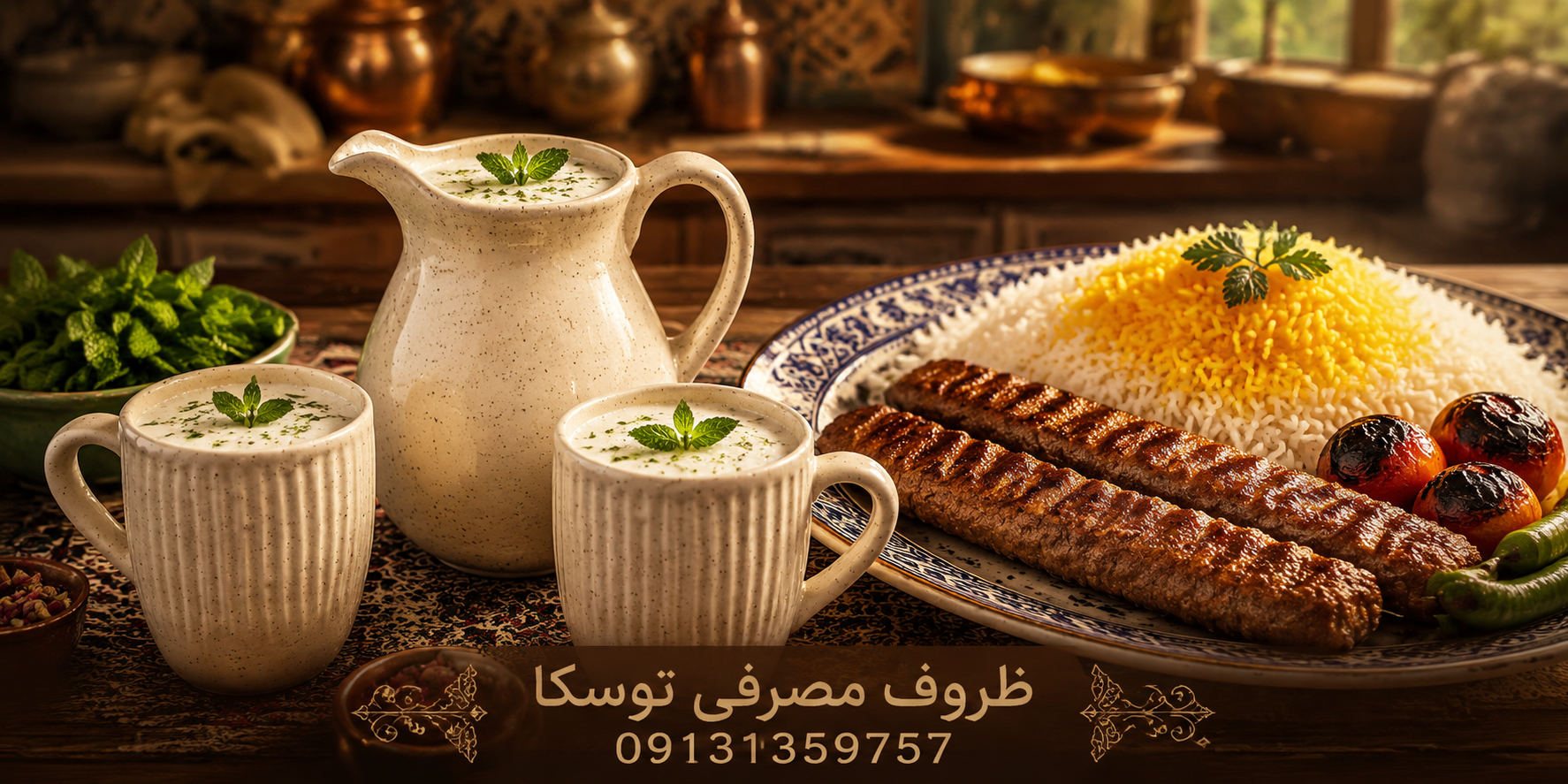 ست پارچ و لیوان 4 نفره سرامیکی طرح کرمی بسکوییتی