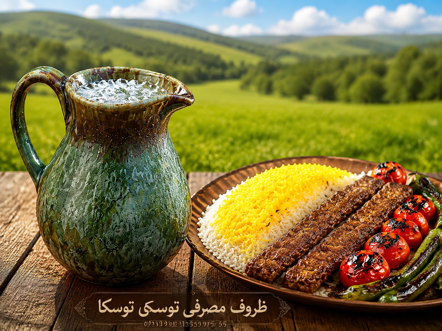 پارچ دسته دار ساده سرامیکی سبز شره ای