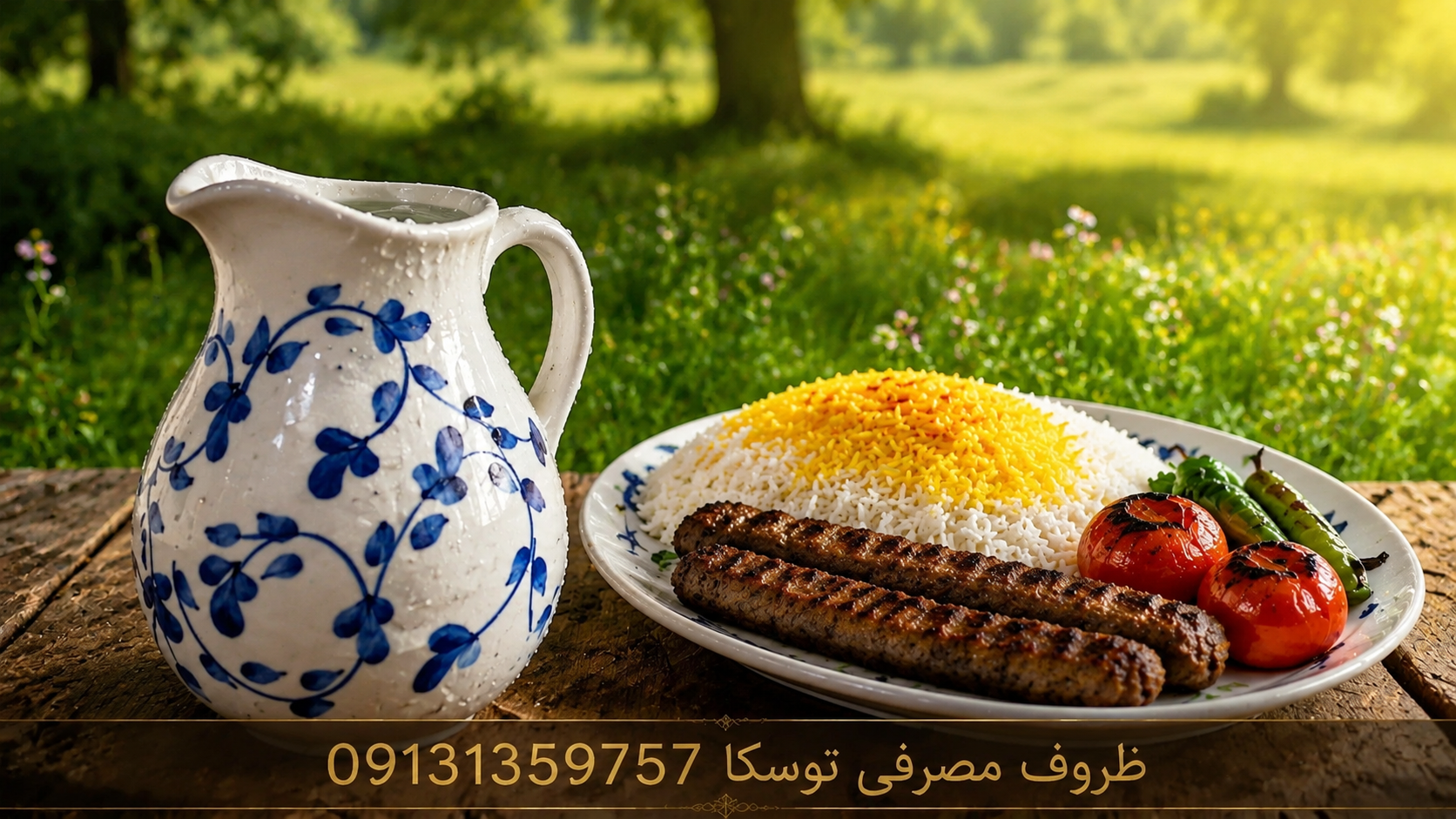 پارچ دسته دار ساده سرامیکی طرح ابی مینیمال نقاشی