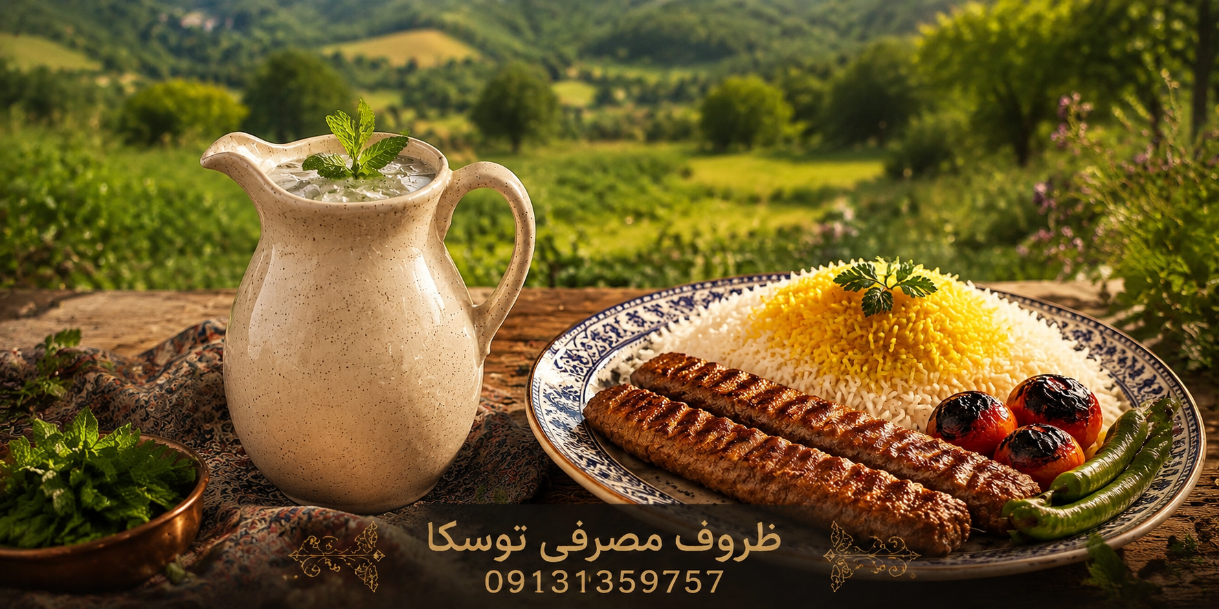 پارچ دسته دار ساده سرامیکی کرمی بسکوییتی