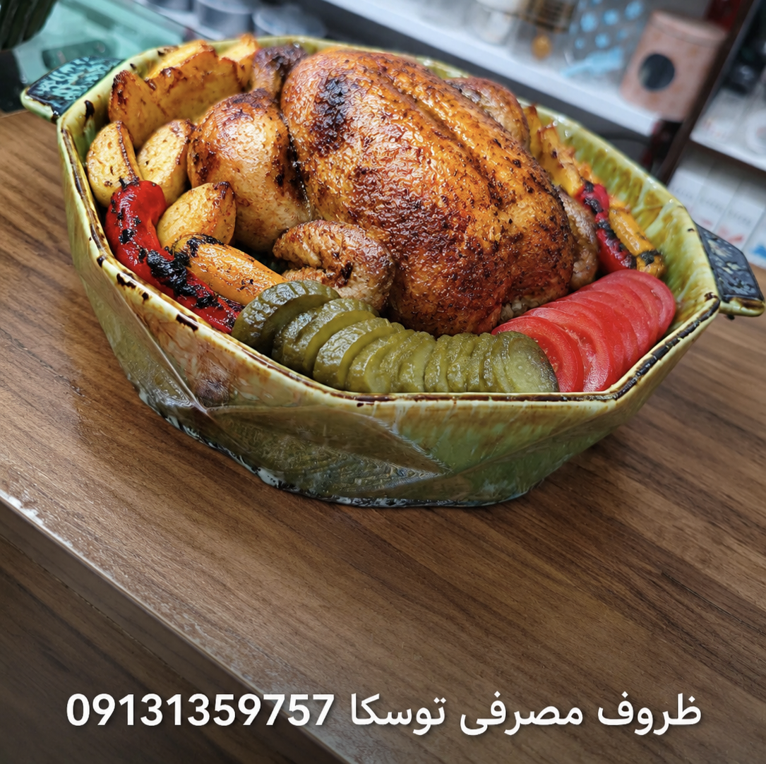 سالاد خوری مرغ خوری سرامیکی سبز شره ای قالب گرد هندسی