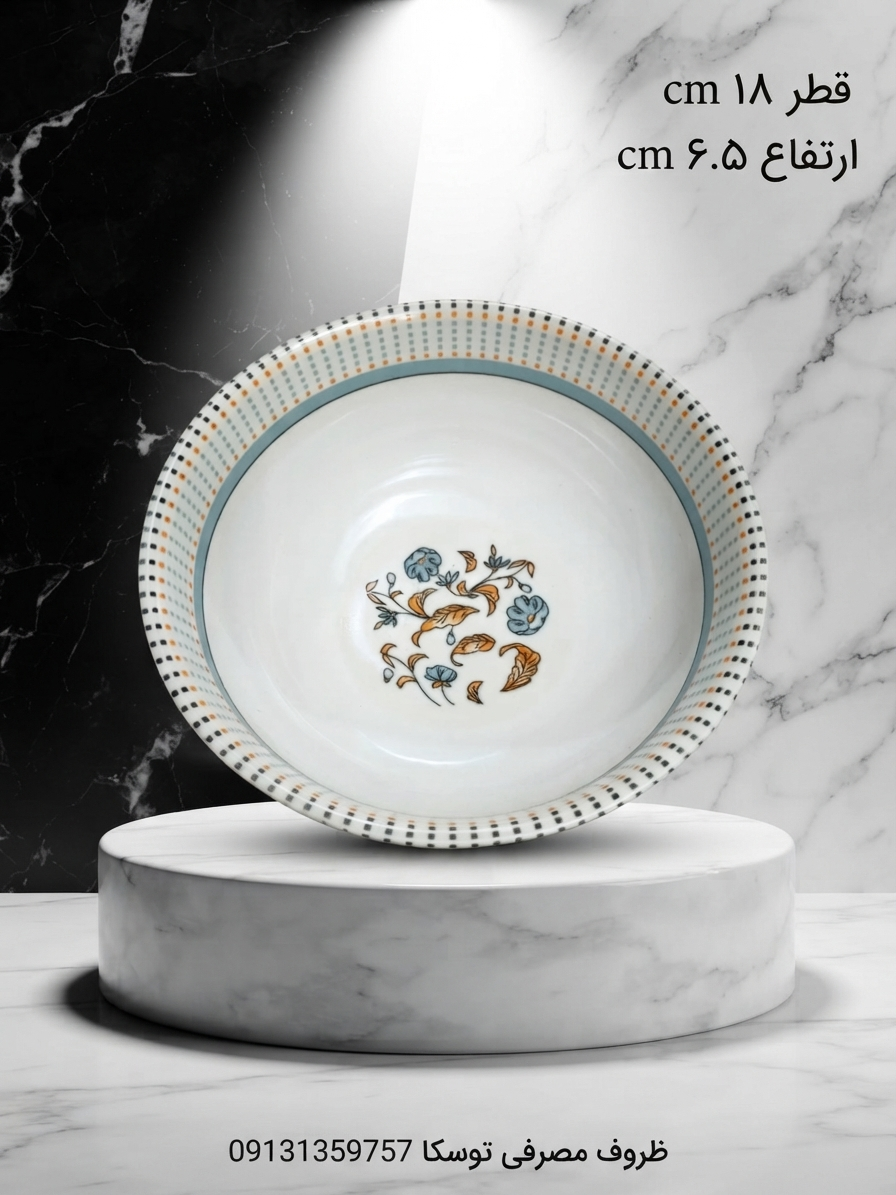 کاسه ابگوشت بزرگ ملامین کد 603 گل نقطه چین 6 عددی