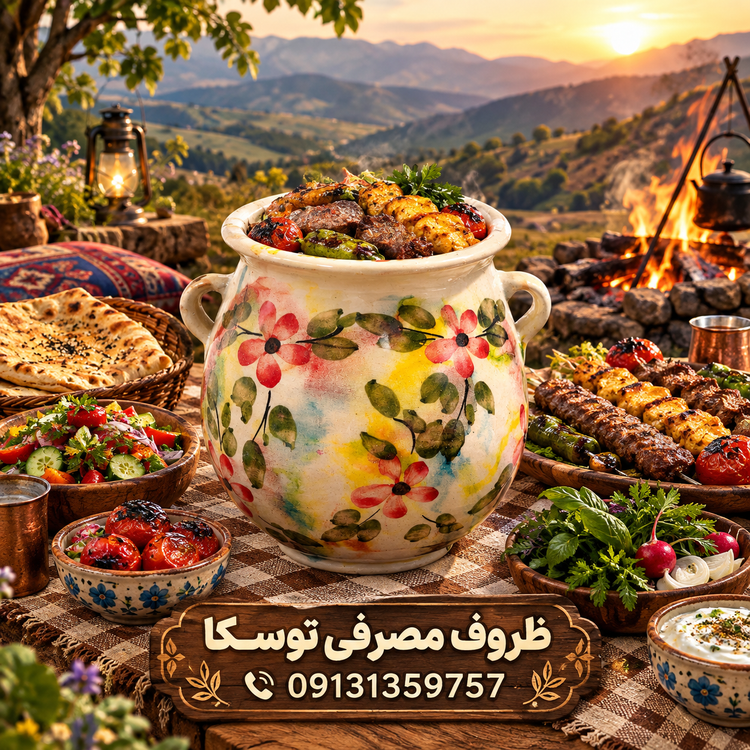 دیزی سفالی ابرنگی مناسب کاسه کباب و کوزه کباب متوسط 4 نفره درجه 1