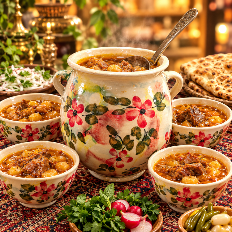 دیزی اش پزی و سوپ خوری سفالی گلدار سایز متوسط 4 نفره